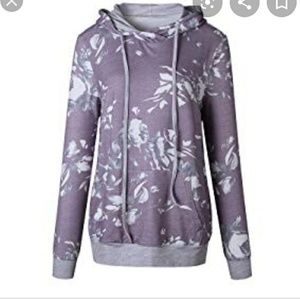Purple and grey floral hoodie
